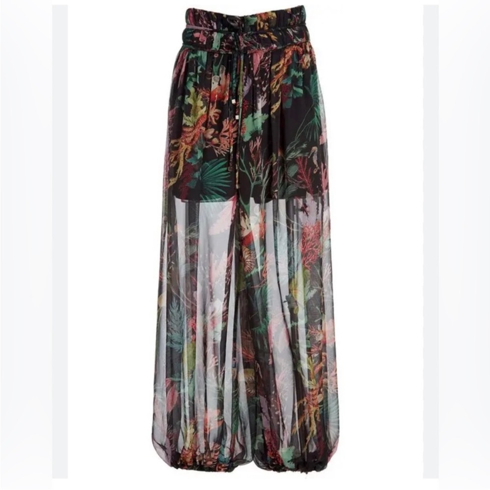PatBO Oasis Tropical Chiffon Beach Pants